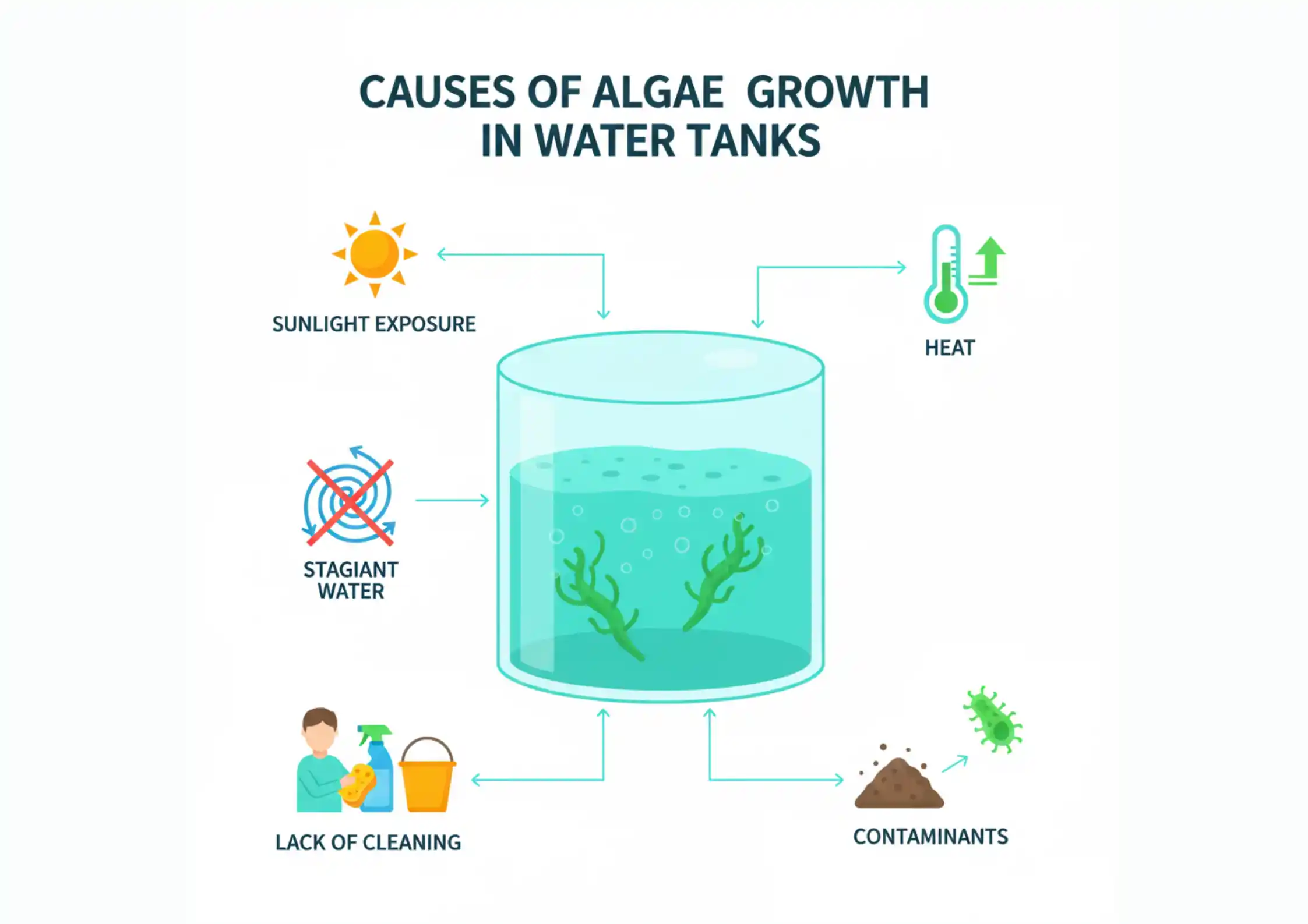 أسباب ظهور الطحالب داخل خزانات المياه
