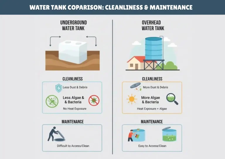 الفرق بين الخزانات الأرضية والعلوية من ناحية النظافة